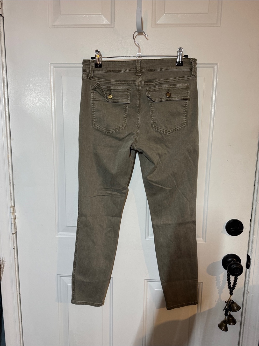 Slim Utility Skinny Pants in Olive Green - Picture 3 of 4